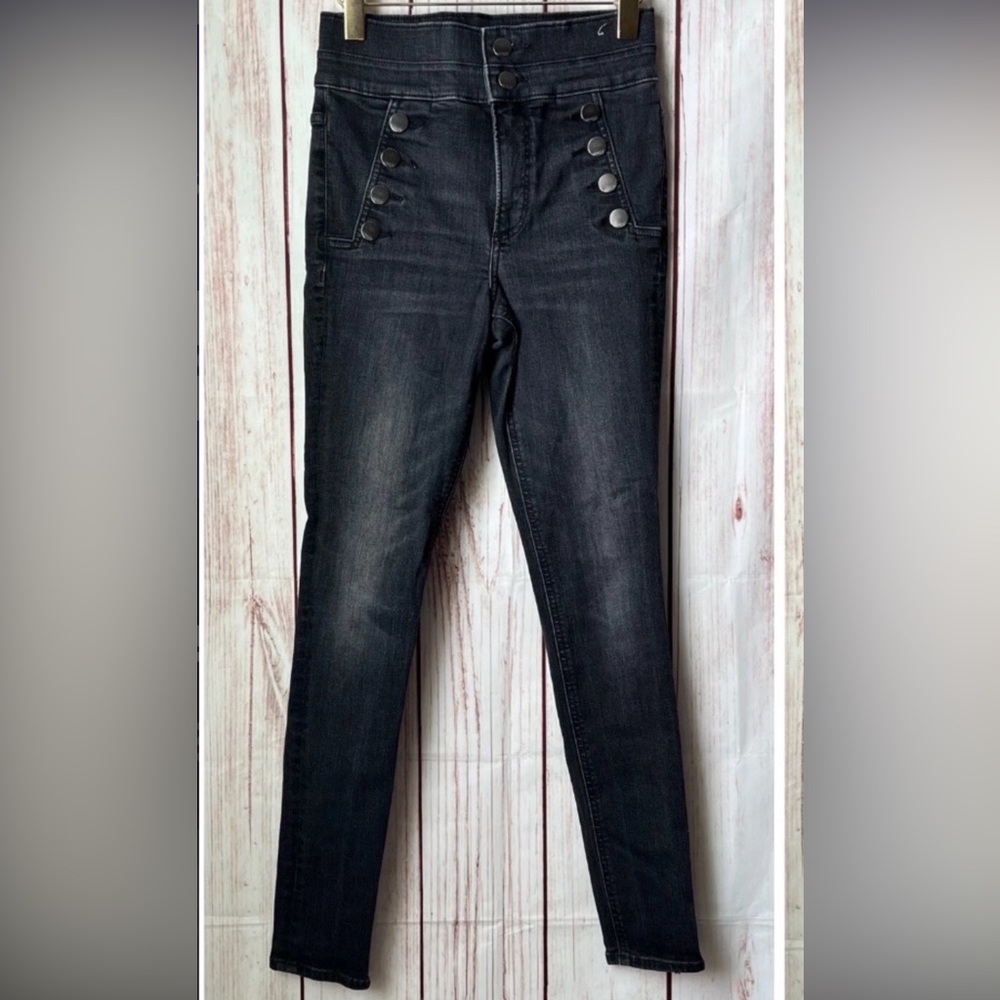 EXPRESS Stretch legging super high rise black gray jeans pants women size